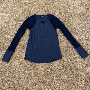 Lucky brand top with knit sleeves
